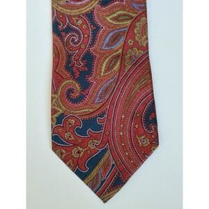 ROBERT TALBOTT 100% imported Silk Tie Red/Blue/Multi Paisley - Made In USA - EUC